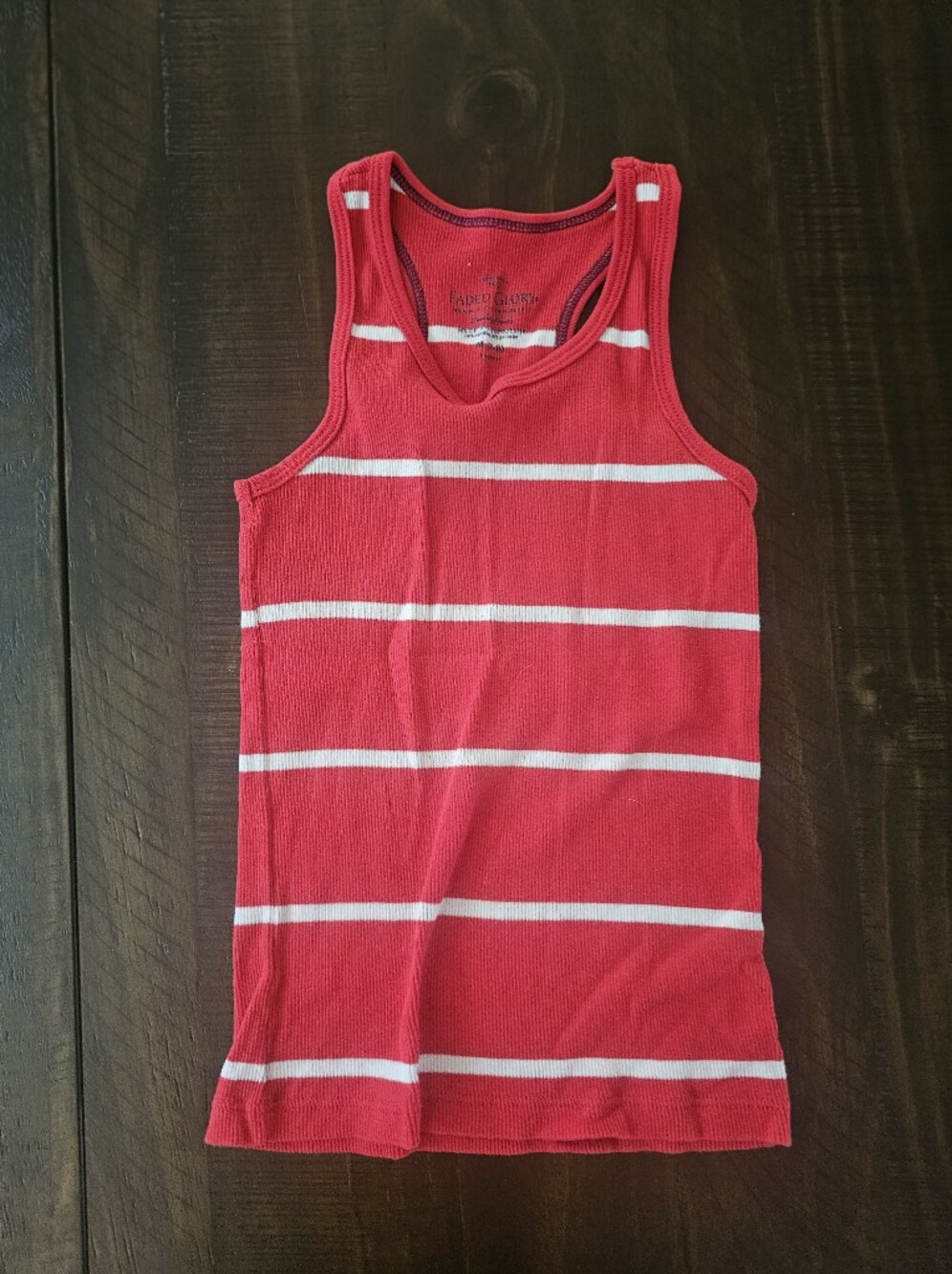 Faded Glory Red & White Striped Girls Tank Top